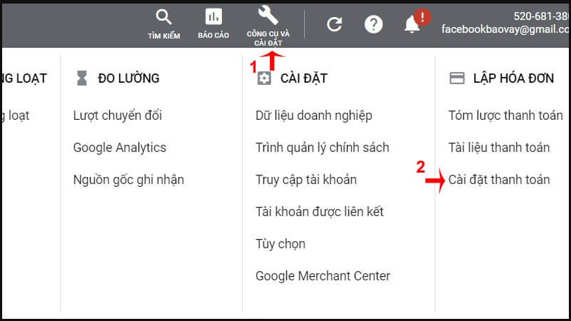 Cách nạp tiền vào tài khoản Google Adwords