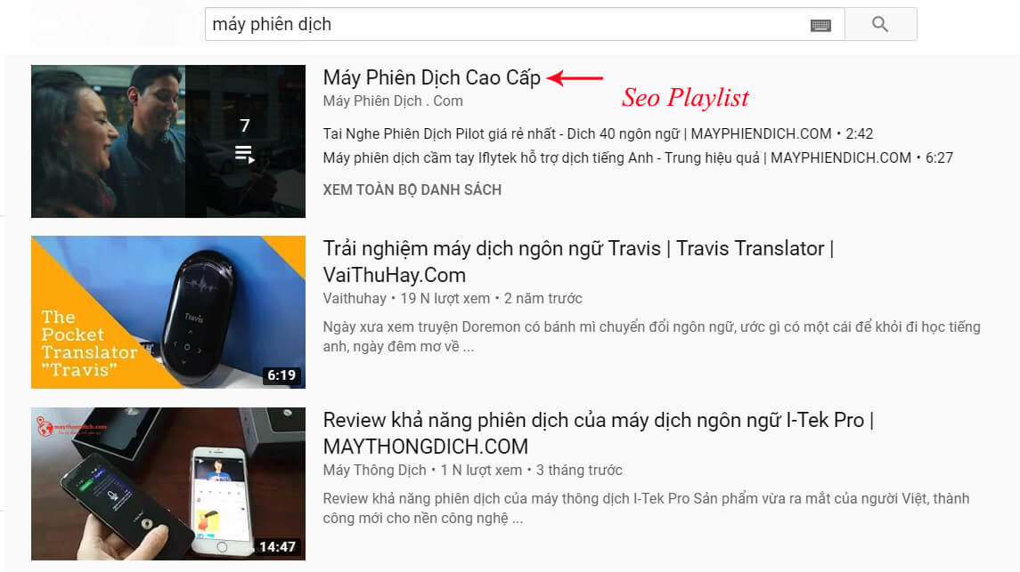 SEO đề xuất Youtube